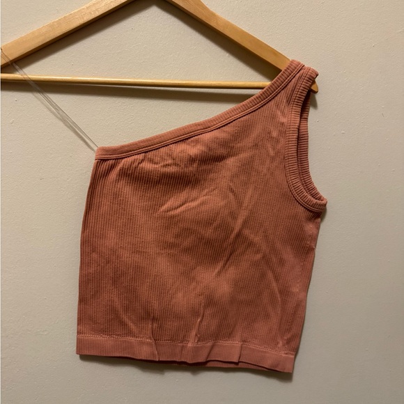 One-Shoulder Ribbed Women Top in Rust - Picture 3 of 3